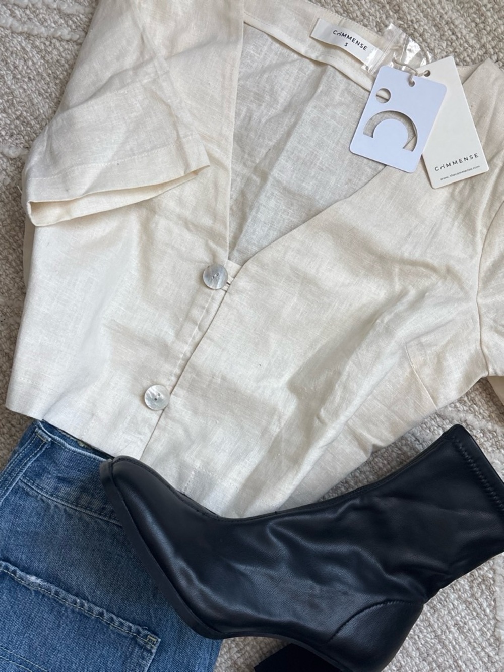 Commense Co Cream Natural Linen Blouse